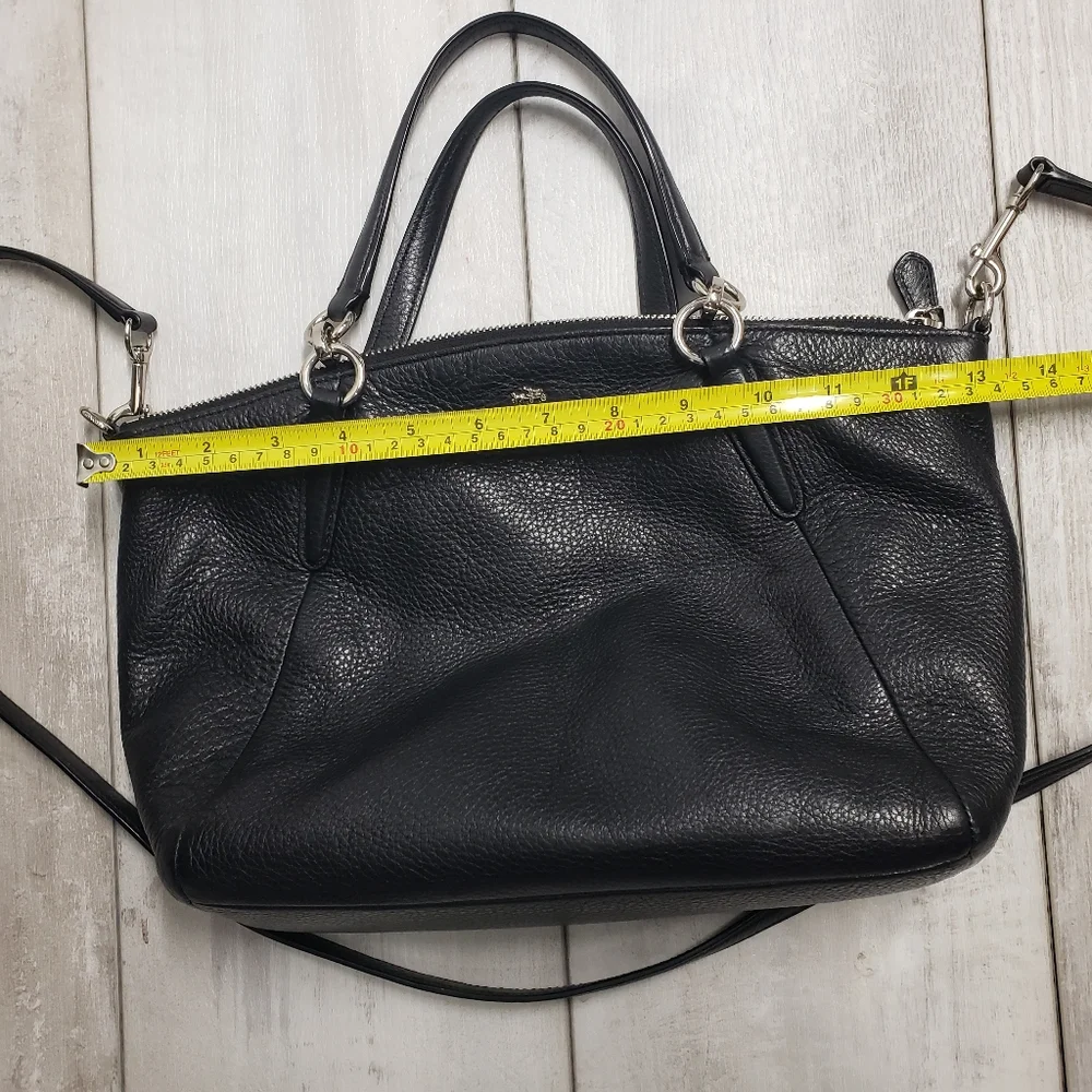 Coach F36675 Pebble Leather Kelsey Satchel Handbag Black with Silver Hardware - Picture 12 of 16